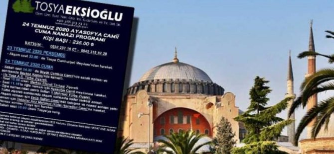 AYASOFYA'YA 235 LİRAYA NAMAZ TURU İLANI