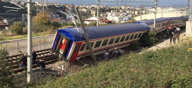 KOCAELİ'NDE KORKUTAN TREN KAZASI! SON İKİ VAGON  RAYDAN ÇIKTI