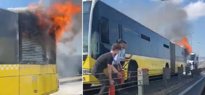 HALİÇ KÖPÜRÜSÜ'NDE METROBÜS YANGINI