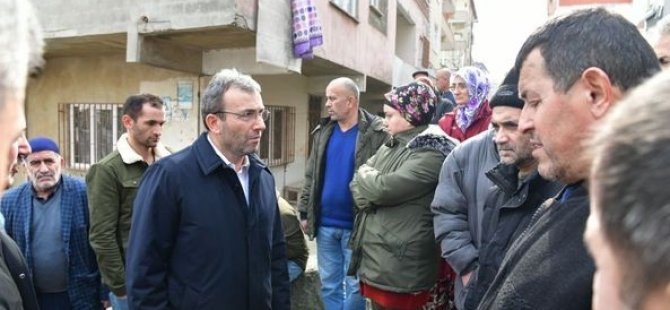 BAŞKAN AHMET CİN GÖÇÜK MEYDANA GELEN KAVAKPINAR MAHALLESİ'NDE İNCELEMELERDE BULUNDU