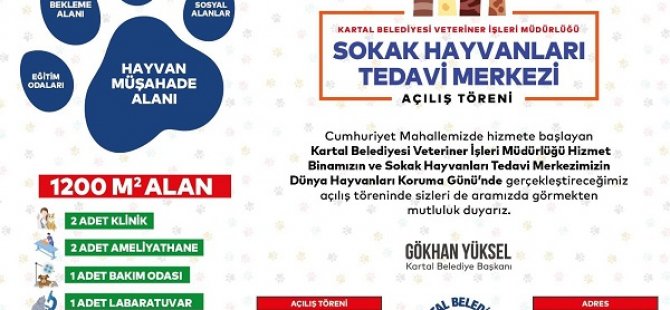 KARTAL BELEDİYESİ SOKAK HAYVANLARI TEDAVİ MERKEZİ AÇILIYOR