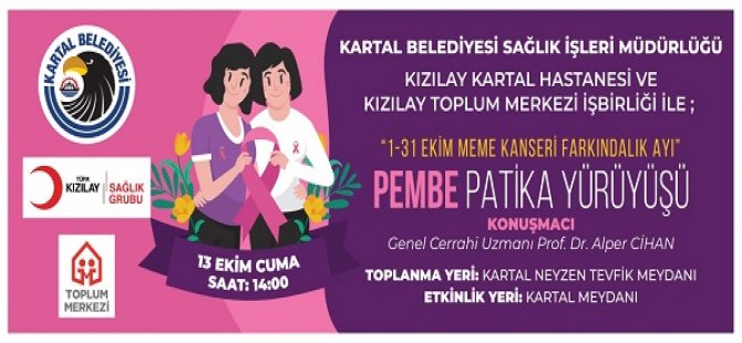 KARTAL'DA 'PEMBE PATİKA YÜRÜYÜŞÜ' İLE MEME KANSERİNE DİKKAT ÇEKİLECEK