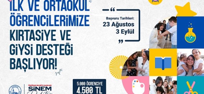 ÜSKÜDAR’DA İLK VE ORTA ÖĞRETİM ÖĞRENCİLERİNE KIRTASİYE VE GİYİM DESTEĞİ BAŞLIYOR