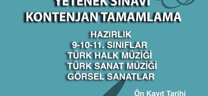 PENDİK GÜZEL SANATLAR LİSESİ YETENEK SINAVI KONTENJANI TAMAMLANIYOR