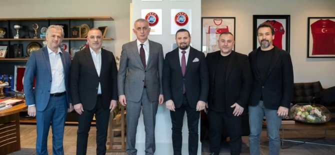 MURAT ÖZDEMİR VE YÖNETİMİ  TÜRKİYE FUTBOL FEDERASYONU BAŞKANI İBRAHİM HACIOSMANOĞLU İLE BULUŞTU